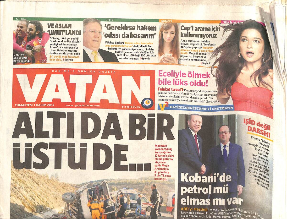 Vatan Gazetesi 1 Kasım 2014 - Kobani'de Petrol Mü Elmas Mı Var? - 10 Milyon TL'LİK Boşanma Davası! GZ135846 - 1