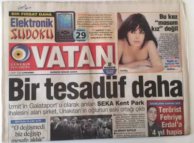 Vatan Gazetesi 1 Mart 2006 - Bir Tesadüf Daha Seka Kent Park İhalesini Alan Şirket , Unatıkanın Oğlunun Eski Ortağı Çıktı GZ20428 - 1
