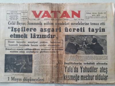 Vatan Gazetesi - 1 Mayıs 1948 - İşçilere Asgari Ücreti Tayin Etmek Lazımdır GZ111318 - 1