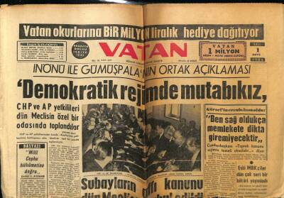 Vatan Gazetesi 1 Mayıs 1962 - Demokratik Rejimde Mutabıkız GZ78957 - 1
