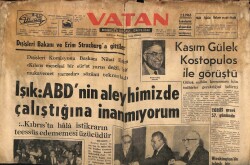 Vatan Gazetesi 1 Mayıs 1965 - Işık ABDnin Aleyhimizde Çalıştığına İnanmıyorum GZ64796 - 2