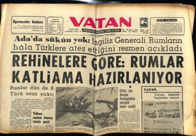 Vatan Gazetesi 1 Ocak 1964 - Rumlar Katliama Hazırlanıyor GZ89170 - 1