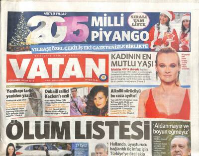 Vatan Gazetesi 1 Ocak 2015 - Dubaili Rallici Kezbanı Ezdi - Yenikapı Tarihi Yeniden Yazdı GZ98294 - 1