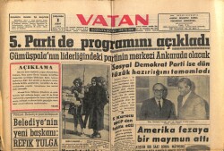 Vatan Gazetesi 1 Şubat 1961 - Amerika Fezaya Bir Maymun Attı GZ64629 - 2