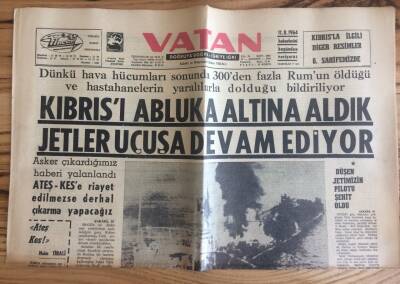Vatan Gazetesi 10 Ağustos 1964 - Kıbrısı Abluka Altına Aldık Jetler Uçuşa Devam Ediyor GZ72713 - 1