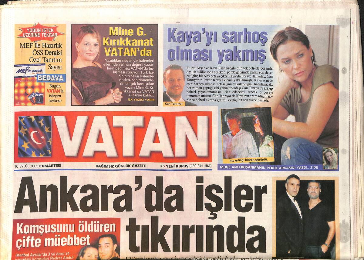 Vatan Gazetesi 10 Eylül 2005 - Erdal Acar'ın Cinliği - Samsun Yine Sular Altında GZ3419 - 1