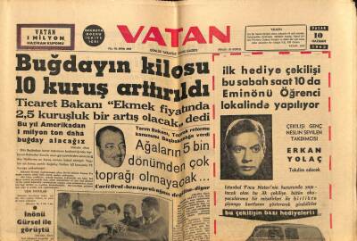 Vatan Gazetesi 10 Haziran 1962 - Erkan Yolaç, Genç Neslin Sevilen Takdimcisi GZ64840 - 2