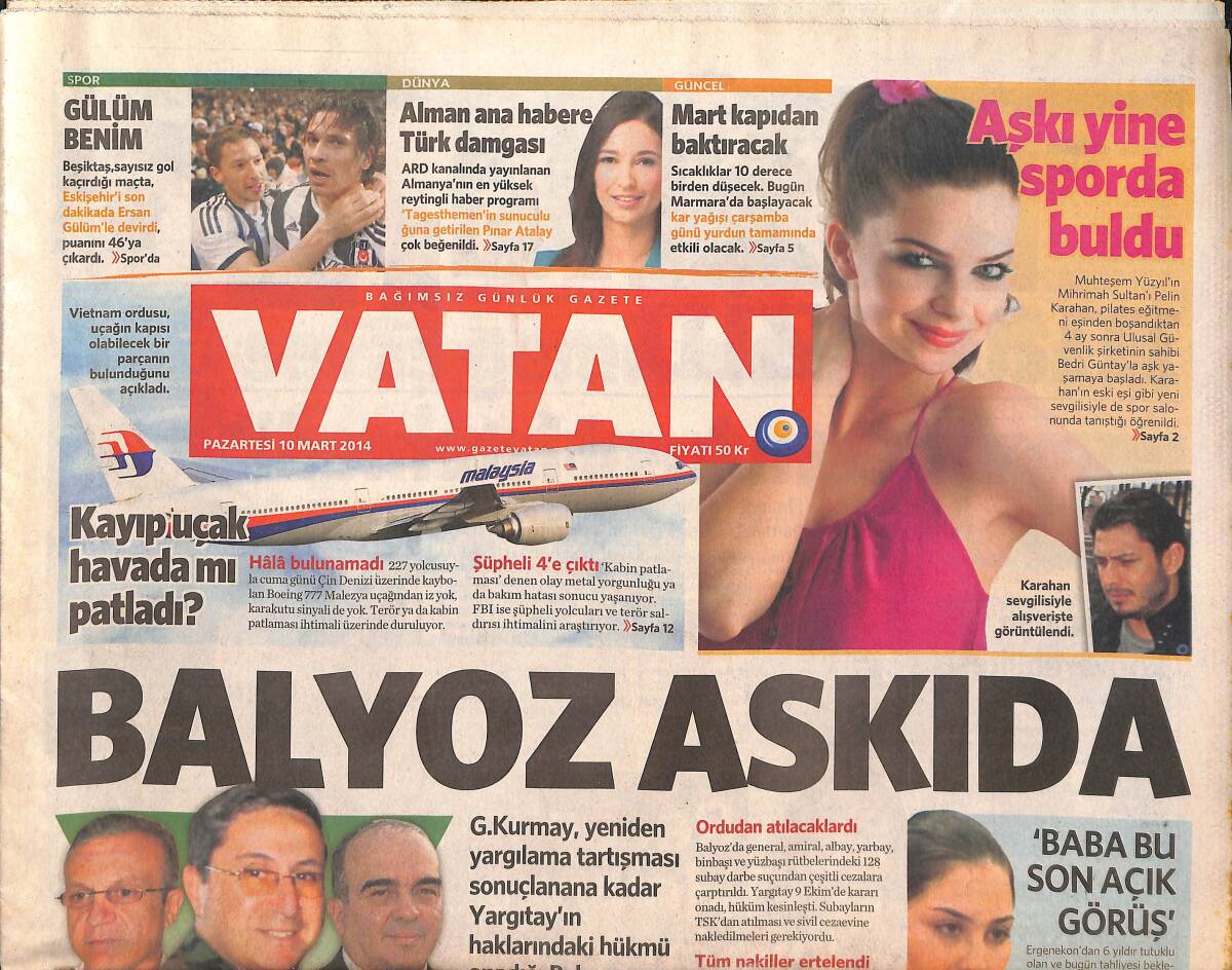 Vatan Gazetesi 10 Mart 2014 - Pelin Karahan Aşkı Yine Sporda Buldu - Alman Ana Habere Türk Damgası! GZ136801 - 1