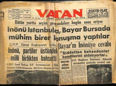 Vatan Gazetesi 10 Mayıs 1950 - Nazım Hikmet Hastaneye Yatmadı GZ78766 - 1