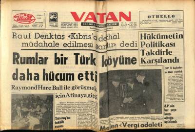 Vatan Gazetesi 10 Şubat 1964 - Rumlar Bir Türk Köyüne Daha Hücum Etti GZ89214 - 1