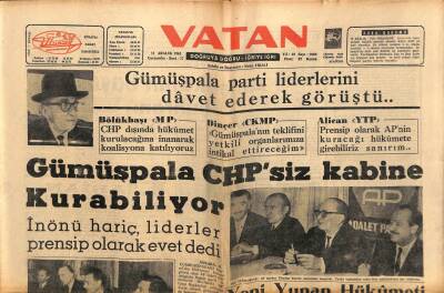 Vatan Gazetesi 11 Aralık 1963 - Gümüşpala CHPsiz Kabine Kurabiliyor GZ64897 - 1
