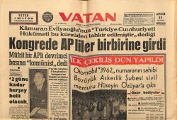 Vatan Gazetesi 11 Haziran 1962 - Kongrede APliler Birbirine Girdi GZ64709 - 1