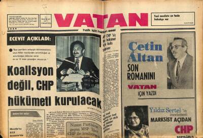Vatan Gazetesi 11 Haziran 1977 - Bülent EcevitKoalisyon Değil CHP Hükümeti Kurulacak GZ78960 - 1