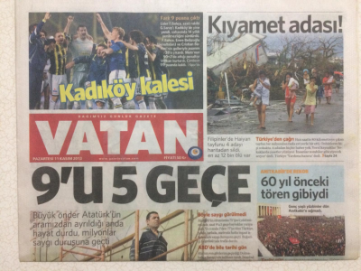 Vatan Gazetesi 11 Kasım 2013 - Lider Fenerbahçe Ezeli Rakibi Galatasarayı Kadıköyde Yine Yendi GZ29015 - 1