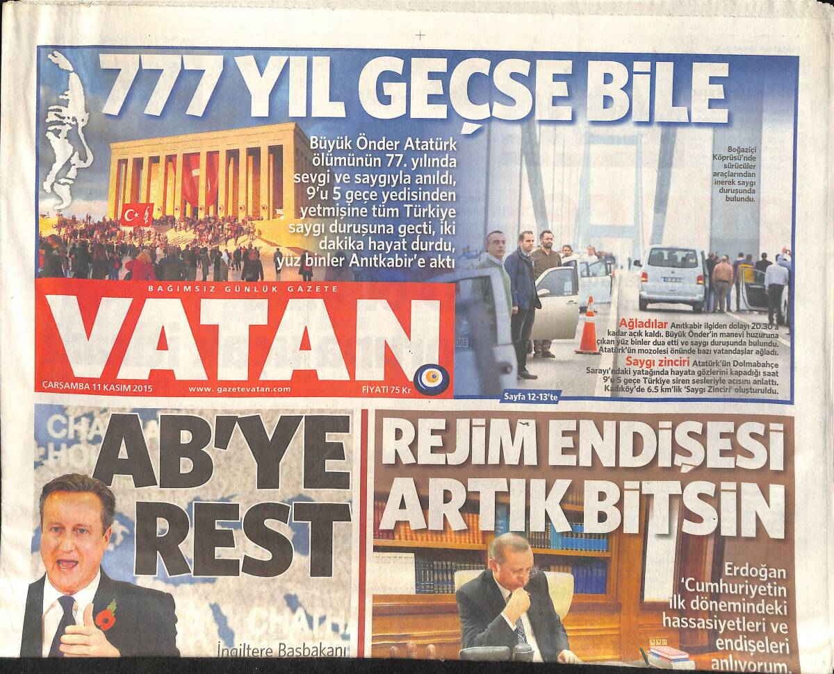 Vatan Gazetesi 11 Kasım 2015 - Konya'da El-Nusra Baskını ! - Hangisi Gerçek Alex GZ159491 - 1