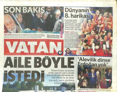 Vatan Gazetesi 11 Mayıs 2015 - Alevilik Dinse Erdoğan Yok GZ101271 - 1