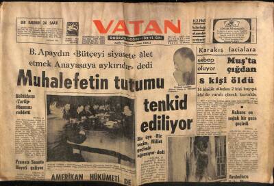 Vatan Gazetesi 11 Şubat 1965 - Muşta Çığdan 8 Kişi Öldü GZ64878 - 2