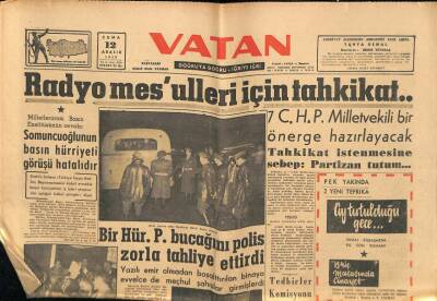 Vatan Gazetesi 12 Aralık 1958 - Radyo Mesulleri İçin Tahkikat GZ64693 - 1