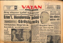 Vatan Gazetesi 12 Aralık 1962 - Erimi Menderesle İnönü Görüştürmüş GZ64805 - 2