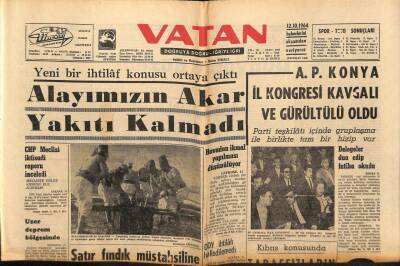 Vatan Gazetesi 12 Ekim 1964 - Alayımızın Akaryakıtı Kalmadı GZ64744 - 2