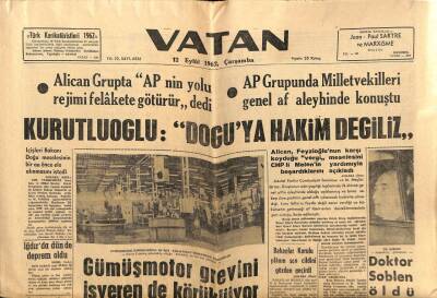 Vatan Gazetesi 12 Eylül 1962 - Gümüşmotor Grevini İş Verende Körüklüyor GZ64886 - 1