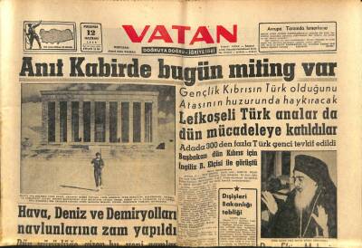 Vatan Gazetesi 12 Haziran 1958 - Lübnan Topçusunun Ateşi Trablusşam Kalesini Yıktı GZ90401 - 1