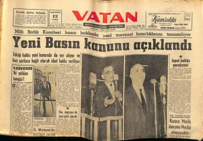 Vatan Gazetesi 12 Kasım 1960 - Nedim Ökmenin İrtikap Davasına Başlandı GZ78683 - 1