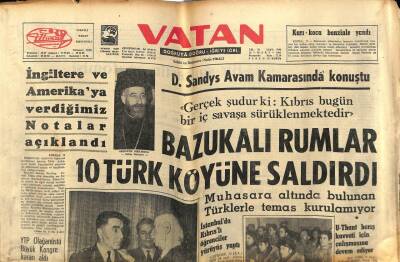 Vatan Gazetesi 12 Mart 1964 - Bazukalı Rumlar 10 Türk Köyüne Saldırdı GZ78794 - 1