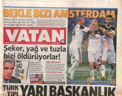 Vatan Gazetesi 12 Nisan 2013 - Fatih Terime Rekor Ceza 9 Maç - Scarlett Johansson Güzelliğin Sırrı Elma Sirkesi GZ106713 - 1