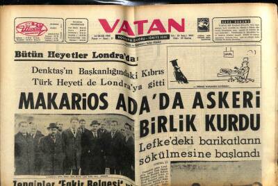 Vatan Gazetesi 12 Ocak 1964 - Makarios Adada Askeri Birlik Kurdu GZ78998 - 1