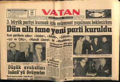Vatan Gazetesi 12 Şubat 1961 - Dün Altı Tane Yeni Parti Kuruldu GZ64619 - 1
