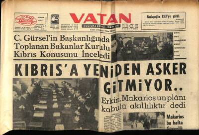 Vatan Gazetesi 12 Şubat 1964 - Kıbrısa Yeniden Asker Gitmiyor GZ89212 - 1