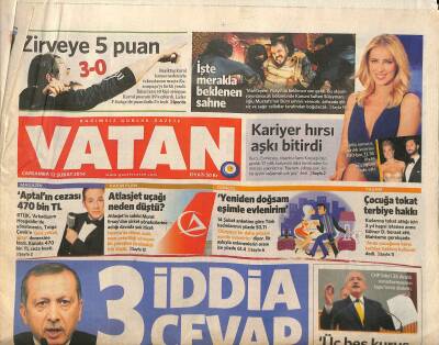 Vatan Gazetesi 12 Şubat 2014 - HSYK Yasası Raftan İniyor - Burcu Esmersoy , Nişanlısı Sami Kiresepiden Ayrıldı GZ124820 - 1
