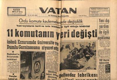 Vatan Gazetesi 12 Temmuz 1962 - Ordu Komuta Kademelerinde Değişiklik GZ64931 - 2