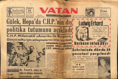 Vatan Gazetesi 13 Ağustos 1959 - Kasım Gülek Hopada CHPnin Dış Politika Tutumunu Açıkladı GZ75058 - 1