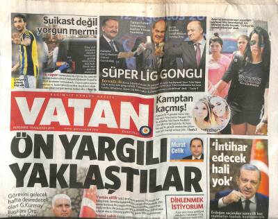Vatan Gazetesi 13 Ağustos 2015 - Erdoğan Seçimden Sonra İlk Kez Muhtarları Topladı , Koalisyon İçin 45 Günlük Süreyi Hatırlattı GZ106750 - 1