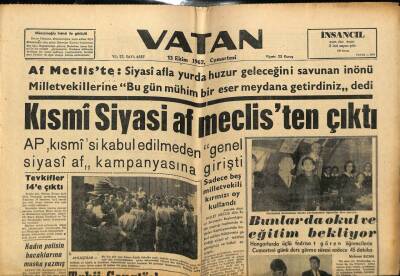 Vatan Gazetesi 13 Ekim 1962 - Kadın Polisin Bacaklarına Muska Yazılmış GZ78753 - 1