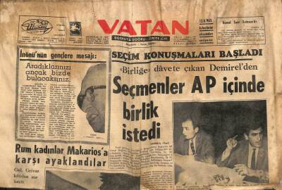 Vatan Gazetesi 13 Haziran 1965 - Rum Kadınlar Makariosa Karşı Ayaklandılar GZ93009 - 1