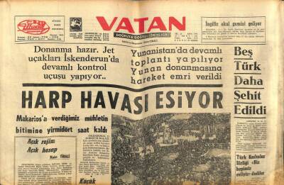 Vatan Gazetesi 13 Mart 1964 - Kıbrısta Harp Havası Esiyor GZ78793 - 1