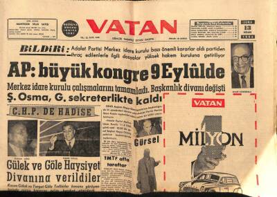 Vatan Gazetesi 13 Nisan 1962 - Merkez İdare Kurulu Çalışmalarını Tamamladı . Başkanlık Divanı Değişti GZ90556 - 1