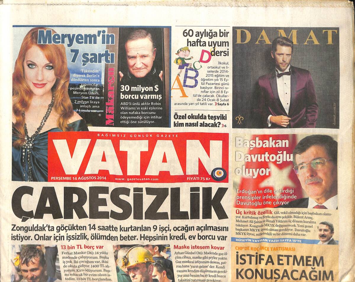 Vatan Gazetesi 14 Ağustos 2014 - Fenerbahçe: Kartalla Temiz Sayfa Açtık - Meryem Uzerli'nin Yedi Şartı GZ154854 - 1