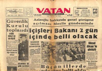 Vatan Gazetesi 14 Ekim 1963 - İçişleri Bakanı 2 Gün İçinde Belli Olacak GZ103305 - 2