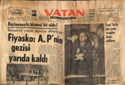 Vatan Gazetesi 14 Haziran 1965 - Malatyalılar Lokali Açıldı - Kral Hüseyin Bir İsrail Hücumu Sırasında Yaralandı GZ93010 - 1
