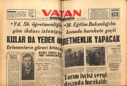 Vatan Gazetesi 14 Mart 1963 - Kızlarda Yedek Öğretmenlik Yapacak GZ66113 - 1