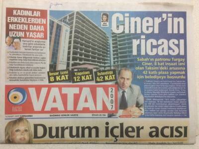 Vatan Gazetesi 14 Mart 2007 - Cinerin Ricası GZ34900 - 1