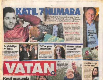 Vatan Gazetesi 14 Mayıs 2013 - THYde Grev 24 Saat Kaldı - Ayhan Çakırın Gösterdiği Yerlerde Tek Bir Ceset Bulunamadı GZ106711 - 1