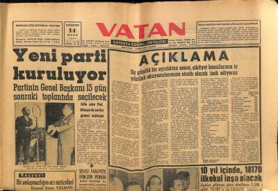 Vatan Gazetesi 14 Ocak 1961 - 10 Yıl İçinde 18170 Okul İnşa Edilecek GZ64596 - 1