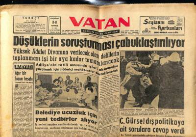 Vatan Gazetesi 14 Temmuz 1960 - Düşüklerin Soruşturması Çabuklaştırılıyor GZ78934 - 1