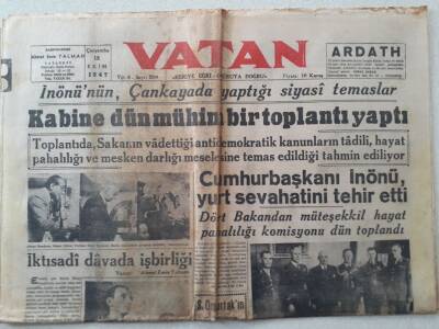 Vatan Gazetesi - 15 Ekim 1947 - İnönünün Çankayada Siyasi Temasları GZ111312 - 1