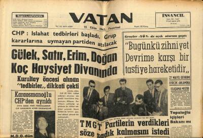 Vatan Gazetesi 15 Ekim 1962 - Kasım Gülek,Nihat Erim Haysiyet Divanında GZ78746 - 1